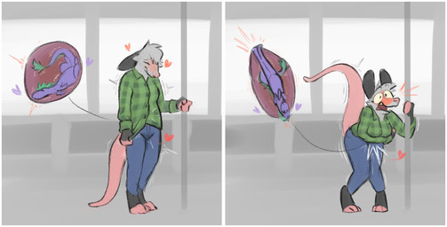 anthro barefoot bodily_fluids border clothed clothing endosoma feathers feet female flannel_shirt fully_clothed genital_fluids green_body green_clothing green_feathers green_shirt green_topwear heart_symbol holding_bar holding_stomach internal kick looking_pleasured pained_expression public public_transportation pulling_down_shirt purple_body safe_vore shake_lines shirt size_difference solo tickling_insides topwear unbirthing uterus vaginal vaginal_fluids vore white_border willing_prey womb_stimulation bernie-buddy american_opossum mammal marsupial virginia_opossum hi_res