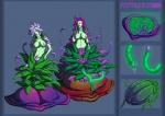 anthro breasts duo female genitals green_body green_skin herm intersex looking_at_viewer navel nipples penis plant purple_nipples pussy tentacle_pussy tentacles vaginapenis renezuo trials_in_tainted_space elemental_creature flora_fauna venus_pitcher model_sheet