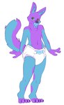 abdl ageplay anthro blue_body blue_fur brown_eyes cheek_tuft clothed clothing diaper facial_tuft front_view fur infantilism looking_at_viewer male multicolored_body multicolored_fur neck_tuft object_in_mouth pacifier pacifier_in_mouth purple_body purple_fur roleplay simple_background solo standing tuft two_tone_body two_tone_fur wearing_diaper white_background hardscales canid canine mammal 2022 absurd_res dated hi_res signature