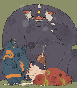 1_eye 2_toes abdominal_bulge anal anal_penetration anthro anthro_dominating_human anthro_on_anthro anthro_penetrating anthro_penetrating_human ass_to_mouth balls balls_deep big_balls big_cheeks big_moobs big_nipples big_penis black_body black_hair bodily_fluids bukkake butt carrying_another carrying_partner chubby_cheeks cum cum_drip cum_everywhere cum_in_ass cum_in_mouth cum_inflation cum_inside cum_on_belly cum_on_body cum_on_butt cum_on_chest cum_on_face cum_on_ground cum_on_leg cum_on_penis cum_while_penetrated cumshot dominant dominant_anthro dominant_humanoid dominant_male double_penetration dripping ejaculation erection excessive_cum excessive_genital_fluids facial_hair feet fellatio foreskin french_kissing gangbang genital_fluids genitals group group_sex hair holding_partner human_on_anthro human_on_humanoid human_penetrated humanoid_dominating_human humanoid_penetrating humanoid_penetrating_human inflation interspecies jewelry kissing larger_anthro larger_dom larger_humanoid larger_male leaking_cum long_foreskin male male/male male_human male_penetrated male_penetrating male_penetrating_male markings masturbation messy moobs multiple_doms_one_sub musk navel necklace necklace_only nipples nude obese obese_humanoid obese_male open_mouth oral orgasm overweight overweight_bottom overweight_dom overweight_human overweight_humanoid overweight_male overweight_sub overweight_top penetration penile penile_penetration penis penis_in_ass pig_nose red_body semi-anthro sex sideburns simultaneous_orgasms size_difference smaller_human smaller_male smaller_penetrated spitroast submissive submissive_human submissive_male sweat toes tongue tongue_out tribal tribal_markings unretracted_foreskin white_hair quanjiang nintendo the_legend_of_zelda animal_humanoid blin_(tloz) bokoblin boss_bokoblin cyclops hinox human humanoid mammal mammal_humanoid monster pig_humanoid suid suid_humanoid suine suine_humanoid hi_res