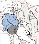 anthro bed bone clothing duo eyes_closed female fur furniture hand_holding heart_symbol hoodie larger_female male male/female mature_anthro mature_female on_bed romantic romantic_couple size_difference skeleton smaller_male topwear white_body white_fur under10mato undertale undertale_(series) sans_(undertale) toriel animated_skeleton boss_monster_(undertale) bovid caprine goat mammal undead