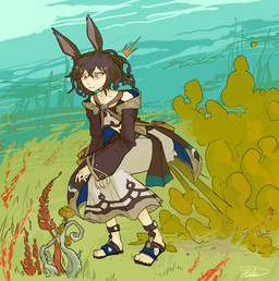 5_toes bag bangs biped blue_cloak blue_clothing blue_footwear blue_sandals blush brown_cloak brown_clothing brown_dress brown_ears brown_footwear brown_hair brown_sandals cloak clothed clothed_humanoid clothed_male clothing collarbone crossdressing crouching day dress emanata fart fart_cloud fart_fetish feet femboy flash_emanata flower footwear grass green_fart_cloud grey_eyes hair long_hair male male_farting male_humanoid mouth_closed multicolored_cloak multicolored_clothing multicolored_dress multicolored_footwear multicolored_sandals outside pink_inner_ear plant plantigrade sandals satchel shoes solo tan_cloak tan_clothing tan_dress toes two_tone_clothing two_tone_footwear two_tone_sandals white_clothing white_dress yellow_flower usagaijin cygames dragalia_lost nintendo sylas_(dragalia_lost) animal_humanoid humanoid lagomorph lagomorph_humanoid leporid_humanoid mammal mammal_humanoid rabbit_humanoid 2021 absurd_res hi_res textless