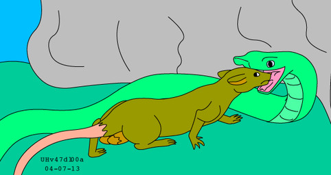 balls blue_eyes brown_body brown_fur duo feral feral_pred feral_prey fur genitals grass green_body head_in_mouth male male/male male_prey open_mouth oral_vore plant rock size_difference sky vore urbanhermit mammal murid murine rat reptile rodent scalie snake 2004 dated