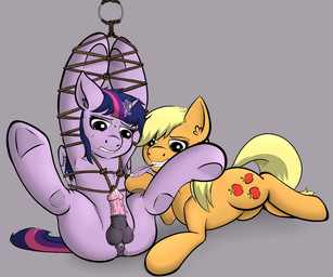 2013 applejack_(mlp) arms_tied bdsm blonde_hair bondage bound cum cutie_mark dashaloo duo equine feather female feral freckles friendship_is_magic fur green_eyes grey_background hair herm horn horse intersex mouth_hold multi-colored_hair my_little_pony orange_fur penis plain_background pony purple_eyes purple_fur pussy spread_legs spreading twilight_sparkle_(mlp) winged_unicorn wings
Rating: Explicit
Score: 3
User: Falord
Date: September 10, 2013