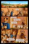 african_wild_dog anthro armor canid canine cheetah clothed clothing comic conditional_dnp detailed_background dialogue digital_media_(artwork) english_text felid feline group hi_res male mammal melee_weapon polearm spear text titusw url weapon