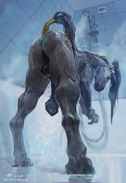 anatomically_correct anatomically_correct_genitalia anatomically_correct_penis animal_genitalia animal_penis anthro anus backsack balls bathing big_penis biped butt detailed_background equine_anus equine_genitalia equine_penis genitals half-erect hooves huge_penis inside leaning leaning_forward looking_at_viewer low-angle_view male male_anthro mane penis perineum puffy_anus shower showering solo steam tail tail_wraps unguligrade water wet wet_body wet_mane wraps fossa666 suverenniy equid equine horse mammal 2025 hi_res signature