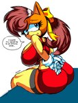 anthro big_breasts big_butt breasts butt female looking_back ribbons solo text thick_thighs artofthediscipline sega sonic_the_hedgehog_(series) sonic_x-treme tiara_boobowski absurd_res english_text hi_res