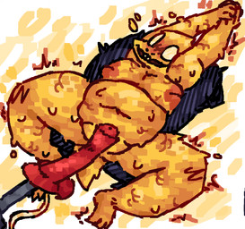 animal_dildo animal_sex_toy anthro areola belly big_belly big_breasts blush blush_lines bodily_fluids breasts buckteeth cum_tube dildo equine_dildo eyewear female flared_dildo flying_sweatdrops fucking_machine glasses imminent_masturbation imminent_sex lying machine nervous nipples non-mammal_nipples on_back orange_areola red_dildo round_glasses scales sex_toy shaking simple_background slightly_chubby slightly_chubby_female smile solo spread_legs spreading stretching stretching_arms sweat sweatdrop tail teeth tremble_spikes trembling wearing_glasses yellow_body yellow_scales scaliescum undertale_(series) alphys reptile scalie aliasing digital_media_(artwork) hi_res