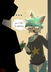 anthro banknote bottomwear clothed clothing collar delivery_(commerce) duo eyewear femboy glasses hotpants male money off_shoulder shorts khatnid catnip_(khatnid) domestic_cat felid feline felis mammal absurd_res hi_res