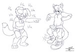 anthro blush bulge clothed clothing duo erection eyes_closed footwear laugh male open_mouth open_smile shoes smile standing tail text underwear underwear_only young wolfblade roni_collins canid canine canis collie domestic_dog herding_dog mammal pastoral_dog sheepdog url