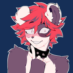 accessory alternative_fashion anthro blush bodily_fluids clothing collar flustered fur hair jewelry male punk purple_body purple_fur red_hair smile solo studded_collar studs sweat conditional_dnp punkypanda rysoka bear giant_panda mammal 1:1 alpha_channel reaction_image