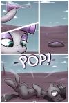 2014 2:3 black_hair blue_eyes bottle boulder_(mlp) comic container duo earth_pony english_text equid equine female feral friendship_is_magic grey_body grey_eyes hair half-closed_eyes hasbro hi_res horse lying male mammal maud_pie_(mlp) my_little_pony narrowed_eyes ponegranate pony potion purple_hair text transformation