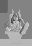 anthro barefoot big_feet buckteeth chair clock clothing egg feet female footwear furniture hair long_ears long_hair oversized_clothing pawpads shoes shrinking sitting size_transformation solo teeth transformation watch whiskers wristwatch tfancred lagomorph leporid mammal rabbit hi_res monochrome