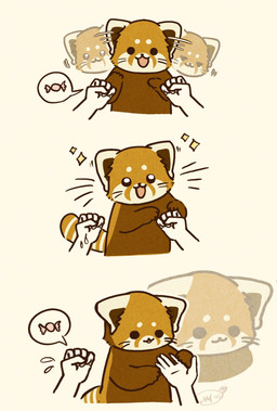 biped black_eyes black_nose candy chibi dessert dot_eyes feral food humanoid_hands kemono sad simple_eyes solo_focus shi_nominmin ailurid mammal red_panda 2024 hi_res