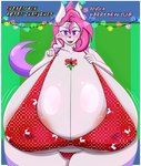 absurd_res big_breasts breasts canid ch0c0novawaffle christmas clothing decoration female generation_5_pokemon hair hi_res holidays huge_breasts hyper hyper_breasts lingerie looking_at_viewer mammal mienshao mistletoe nintendo pink_hair plant pokemon pokemon_(species) solo white_body