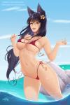 big_breasts bikini breasts cleavage clothed clothing female legs_in_water looking_at_viewer partially_submerged solo submerged_legs swimwear two-piece_swimsuit water prywinko league_of_legends riot_games tencent ahri_(lol) animal_humanoid canid canid_humanoid canine canine_humanoid fox_humanoid humanoid mammal mammal_humanoid 2:3 hi_res