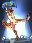 anthro balls blush blush_lines brown_body brown_fur cheek_tuft chest_tuft clenched_teeth embarrassed facial_tuft feet flaccid floppy_ears fluffy fluffy_tail foreskin fur genitals head_tuft holding_object holding_sign hooves horn humanoid_genitalia humanoid_penis looking_down male milestone multicolored_body multicolored_fur navel nude nude_male number on_one_leg penis plantigrade platform raised_arms raised_leg sign simple_background solo spotlight standing tail teeth tuft two_tone_body two_tone_fur two_tone_tail deerkid capri_(deerkid) bovid caprine goat mammal 2023 3:4 absurd_res digital_drawing_(artwork) digital_media_(artwork) hi_res