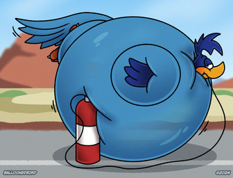 air_ballooning air_inflation air_tank anthro avian_feet blue_body copyright_symbol day feathers feet head_tuft hose immobile inflation male oral oral_penetration outside penetration solo symbol tail tail_feathers toes translucent translucent_body tuft white_talons balloonedbird looney_tunes warner_brothers road_runner_(looney_tunes) avian bird cuculiform new_world_ground_cuckoo roadrunner 2024 hi_res shaded