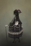 alternative_fashion anthro black_clothing black_dress cane classy clothing dress female goth hair hooves horn long_hair solo standing victorian victorian_goth bra1neater bovid caprine goat mammal 2023 digital_media_(artwork) hi_res portrait