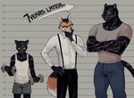 age_difference anthro black_body black_fur black_nose bodily_fluids bottomwear clothing collared_shirt denim duo exercise eyewear fur glasses kemono looking_at_another male male/male muscular muscular_anthro muscular_male orange_body orange_fur pink_nose red_eyes shirt shorts size_difference suspenders sweat sweatdrop tank_top time_lapse topwear weightlifting workout yellow_eyes young young_anthro young_male k0bit0wani canid canine felid fox leopard mammal pantherine hi_res adopted_(lore) adopted_son_(lore) adoptive_father_(lore)