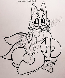2_penises anthro balls cigarette eyeshadow femboy genitals makeup male male_anthro multi_genitalia multi_penis penis smoking solo vein veiny_penis conditional_dnp garbageboxxxed sega sonic_the_hedgehog_(series) miles_prower canid canine fox mammal hi_res