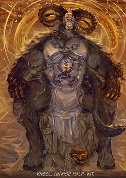 abs anthro biceps black_body black_fur bulge fur hooves horn looking_at_viewer male muscular muscular_anthro open_mouth pecs piercing solo spread_legs spreading tail teeth artjackal elden_ring elden_ring_nightreign fromsoftware mythology libra_creature_of_night bovid caprine caprine_demon demon goat goat_demon mammal absurd_res hi_res