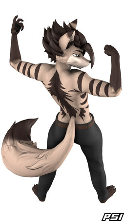 anthro barefoot bottomwear brown_body brown_fur brown_hair clothed clothing feet flexing flexing_bicep fluffy fluffy_tail fur hair male multicolored_body multicolored_fur pants pose solo tail tan_body tan_fur topless topless_anthro topless_male two_tone_body two_tone_fur psikokinetic warfaremachine_(modeler) psiko_(psikokinetic) canid canine canis jackal mammal 2026 3d_(artwork) 9:16 absurd_res digital_media_(artwork) hi_res source_filmmaker_(artwork)
