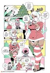 2023 anthro antlers biped blush breasts christmas christmas_tree clothed clothing comic deer dialogue english_text eyelashes eyewear female fur glasses hair hi_res holidays hooves horn human legwear male mammal modern_mogal name_tag new_world_deer plant pupils reindeer shepherd0821 speech_bubble text thick_thighs thigh_highs thought_bubble tree url