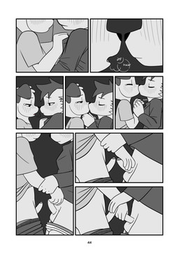anthro blush blush_lines bodily_fluids bottomwear bottomwear_down breath briefs clothed clothing clothing_pull duo foreskin genitals hand_on_chin hand_on_hand hand_on_penis handjob kissing male male/male onomatopoeia panting panting_in_face pants pants_down partially_clothed penile penis pillow raised_clothing raised_shirt raised_topwear sex shirt shirt_grab shirt_pull sound_effects tears teary_eyes text topwear topwear_pull underwear young young_anthro young_male young_on_young minishadefox elliot_vance nico_florence canid canine canis domestic_dog mammal absurd_res black_and_white comic hi_res monochrome cousins_(lore) incest_(lore)