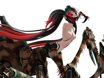 armless black_hair breasts carrying_another casual_nudity duo female flesh gradient_hair hair long_hair mandibles medium_breasts navel nightmare_fuel nipples nude nude_female nude_taur on_head red_eyes red_hair simple_background solo_focus spikes spikes_(anatomy) twintails_(hairstyle) white_background deino_(artist) deino_(modeler) calne_ca nato-kun ambient_arthropod ambient_barnacle ambient_crustacean ambient_sealife aquatic aquatic_taur arthropod arthropod_taur crab crab_taur crustacean crustacean_taur decapod humanoid isopod malacostracan taur 3d_(artwork) 4:3 autodesk_3ds_max_(artwork) digital_media_(artwork)