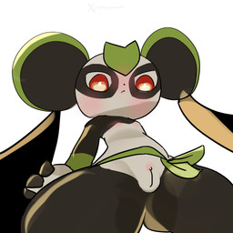 anthro female genitals looking_down multicolored_body nude presenting solo two_tone_body vulva godforgiveme4 palworld pocketpair pal_(species) hi_res
