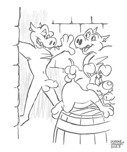 barrel group group_sex imminent_sex male male/male sex toony doodledoggy humanoid orc 5:6 absurd_res clip_studio_paint_(artwork) digital_media_(artwork) hi_res