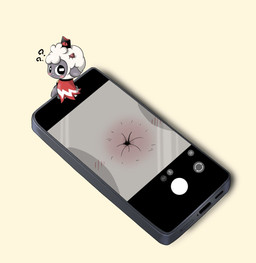 anthro anus camera cellphone electronics fur humor male micro phone sitting smartphone solo white_body white_fur cotton3962 cult_of_the_lamb massive_monster_(studio) lamb_(cult_of_the_lamb) bovid caprine mammal sheep hi_res