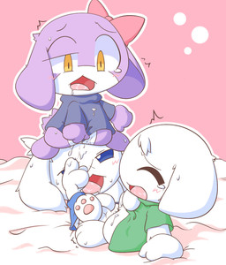 2011 blue_eyes blush bottomless cave_story chaco cub eyes_closed female fur group group_sex lagomorph lesbian mammal mimiga nettsuu open_mouth paws pink_background plain_background purple_fur pussy pussy_juice ribbons saliva sex sue_sakamoto threesome toroko tribadism video_games white_fur yellow_eyes young
Rating: Explicit
Score: 12
User: Gilda_The_Gryphon
Date: December 07, 2013