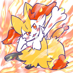 action_pose ambiguous_anthro ambiguous_gender anthro biped blush blush_stickers digitigrade dipstick_tail fire food front_view looking_at_viewer markings midair no_pupils open_mouth pose shrimp_(food) simple_background snout solo tail tail_markings annyui0611 nintendo pokemon braixen canid generation_6_pokemon mammal pokemon_(species) 1:1 2024 digital_drawing_(artwork) digital_media_(artwork) full-length_portrait hi_res japanese_description portrait translated_description