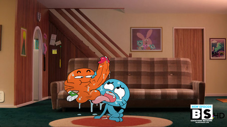 anthro anthro_on_anthro ball_lick balls big_balls big_penis blue_body blue_butt blue_fur blue_penis bodily_fluids butt drooling duo erection foreskin fur genital_fluids genitals glans huge_balls huge_penis humanoid_genitalia humanoid_penis hyper hyper_genitalia hyper_penis licking long_penis male male/male mostly_nude nude on_model open_mouth oral orange_balls orange_body orange_penis orange_skin penis penis_grab pink_glans precum retracted_foreskin saliva screencap screencap_background sex small_but_hung small_penis smile spread_legs spreading sweat tears teeth thick_penis tongue tongue_out vein veiny_penis young young_anthro young_but_hung young_male blargsnarf cartoon_network the_amazing_world_of_gumball darwin_watterson gumball_watterson aquatic cyprinid cypriniform domestic_cat felid feline felis fish goldfish mammal 16:9 hi_res widescreen brother_(lore) brothers_(lore) pseudo_incest_(lore) sibling_(lore)