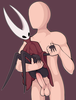 anthro anthro_penetrated balls biped cloak clothing duo empty_eyes featureless_face female female_penetrated from_behind_position genitals hand_holding human_on_anthro human_penetrating human_penetrating_anthro human_penetrating_female interspecies larger_human larger_male male male/female male_penetrating male_penetrating_anthro male_penetrating_female penetration penile penile_penetration penis penis_in_vagina red_cloak red_clothing reverse_stand_and_carry_position sex simple_background size_difference smaller_anthro smaller_female smaller_penetrated standing standing_sex vaginal vaginal_penetration zeamaeri hollow_knight_(franchise) team_cherry anon hornet_(hollow_knight) arthropod human mammal hi_res