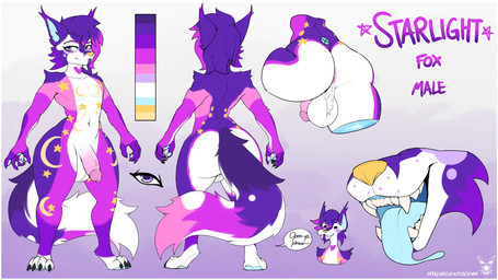 anthro anus balls big_butt butt erection fangs femboy fur genitals hair half-closed_eyes huge_butt humanoid_genitalia humanoid_penis male narrowed_eyes nude open_mouth open_smile pear-shaped_figure penis perineum purple_body purple_fur purple_hair smile solo teeth thick_thighs white_body white_fur wide_hips cozymun canid canine fox mammal 16:9 hi_res model_sheet widescreen