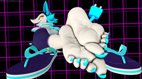 anthro barefoot bedroom_eyes black_body blue_ears blue_hair blue_nails blue_tail blue_toenails blush butt claws clothing colored_nails electrical_plug electrical_plug_tail eyelashes feet female foot_fetish foot_focus foot_on_foot footwear footwear_removed glowing glowing_eyes hair humanoid_feet nails narrowed_eyes no_pupils open_mouth plantigrade sandals sandals_removed seductive shoes smile soles solo tail toe_claws toenails toes white_clothing white_feet wrinkled_feet wrinkles yellow_eyes kiaragardevoir cryptiacurves_(modeler) deltarune undertale_(series) tasque_manager felid feline mammal 16:9 3d_(artwork) 4k absurd_res digital_media_(artwork) hi_res widescreen