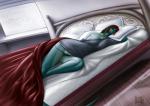 anthro bed black_hair breasts clothing eyes_closed female floor furniture hair non-mammal_breasts panties panty_slip pillow sleeping solo tattoo underwear wide_hips window wood wood_floor kobraa nisha_(kobraa) scalie hi_res