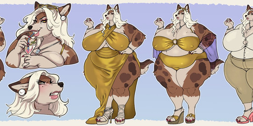4_toes 5_fingers anthro big_breasts big_butt bikini bikini_bottom bikini_top biped blonde_hair blue_background border breasts brown_body brown_fur butt clothing cocktail_glass colored_nails container countershade_fur countershade_torso countershading cup drinking_glass drinking_straw ear_piercing eyelashes eyeshadow eyewear eyewear_on_head feet female fingernails fingers footwear front_view fur glass glass_container glass_cup hair hand_on_hip high_heels huge_breasts huge_butt huge_hips huge_thighs jewelry khaki_pants lips makeup markings multiple_angles multiple_outfits nails necklace nipple_outline piercing pink_lips platinum_blonde pubes rear_view red_fingernails red_nails shirt shoes sideless_dress simple_background smile solo spots spotted_body spotted_fur sunglasses sunglasses_on_head swimwear tan_body tan_fur thick_lips thick_thighs toes topwear two-piece_swimsuit white_border wide_hips yellow_eyes thatsexdog sydney_(noeticred) australian_shepherd canid canine canis domestic_dog herding_dog mammal pastoral_dog sheepdog 2025 full-length_portrait hi_res model_sheet portrait
