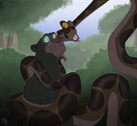 coiling dominant dominant_feral duo eye_contact feral forest forked_tongue fur hypnosis jungle looking_at_another male male/male melanistic mind_control outside plant ringed_eyes scales smile spots submissive tongue tongue_out tree whiskers sleepylilfox the_jungle_book bagheera_(jungle_book) kaa_(jungle_book) felid mammal pantherine python reptile scalie snake 2024 hi_res