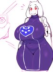 anthro big_breasts breasts clothed clothing curvy_female curvy_figure disembodied_hand female female_focus fully_clothed fur horn huge_breasts hypnosis mind_control red_eyes robe solo_focus thick_thighs thigh_gap tight_clothing white_body white_fur wide_hips tozamtr undertale_(series) toriel boss_monster_(undertale) bovid caprine goat mammal hi_res