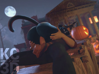 anthro ass_up ball_fondling balls big_butt black_body black_fur bottomless bottomless_anthro bottomless_female bouncing_butt butt butt_focus clothed clothed_male clothing costume duo faceless_character faceless_male feet female fondling foot_on_balls footwear fur genitals halloween_costume hat headgear headwear holidays jack-o'-lantern legwear light male male/female male_penetrating_anthro moon moonlight night outside_sex penetration raised_tail sex socks tail thick_thighs thigh_highs thigh_socks vaginal vaginal_penetration witch_costume witch_hat kc3d sound_warning qrixlvoice_(va) blender_cycles halloween microsoft the_elder_scrolls aziya_(kc3d) felid human khajiit mammal 3d_(artwork) 3d_animation 4:3 animated blender_(artwork) digital_media_(artwork) loop short_playtime sound webm