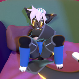 5_fingers anthro bioluminescence biped black_body black_fur breasts butt clothing digitigrade feet female fingers fur glowing hair headgear headwear hindpaw inner_ear_fluff looking_at_viewer lying machine markings multicolored_body multicolored_fur on_back paws presenting shortstack shortstack_female small_breasts solo spread_legs spreading thick_thighs toes tuft underwear white_body white_fur white_hair wide_hips yellow_body yellow_eyes yellow_fur yellow_markings travarn3d warning_(fluff-kevlar) android domestic_cat felid feline felis mammal robot 1:1 2022 3d_(artwork) digital_media_(artwork)