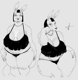 anthro big_breasts breasts cellulite cleavage clothed clothed_anthro clothed_female clothing female fully_clothed fully_clothed_anthro fully_clothed_female hair hanging_breasts huge_hips huge_thighs jewelry looking_aside looking_at_viewer mature_female necklace overweight overweight_anthro overweight_female pajamas pose simple_background solo straight_hair tail thick_thighs wide_hips churroz samantha_(churroz) kangaroo macropod mammal marsupial 1:1 2026 absurd_res digital_drawing_(artwork) digital_media_(artwork) hi_res monochrome pinup signature