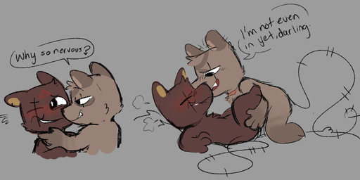 alternate_species anthro blush duo foreplay looking_pleasured male male/male nude shy rabiesram cult_of_the_lamb massive_monster_(studio) flinky_(cult_of_the_lamb) ratau_(cult_of_the_lamb) mammal murid murine rat rodent hi_res