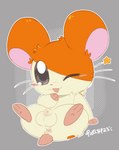 anus balls blush chibi feral food fruit genitals male nut_(fruit) one_eye_closed plant solo wink pixelyteskunk hamtaro_(series) hamtaro cricetid hamster mammal rodent