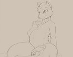 2018 anthro balls belly belly_expansion big_belly bloated canid canine drakemohkami eating expansion flaccid food fox fox_mccloud genitals hair inflation male mammal monochrome mostly_nude navel nintendo penis pillarbox pizza playful scarf scarf_only sitting sketch smile solo star_fox stuffing