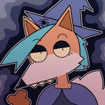 anthro big_tail blue_hair clothing gynomorph hair hat headgear headwear intersex magic_user robe solo tail witch witch_hat hexedcyana cyana_(hexedcyana) arachnid arthropod canid canine fox mammal red_fox spider true_fox 1:1 icon